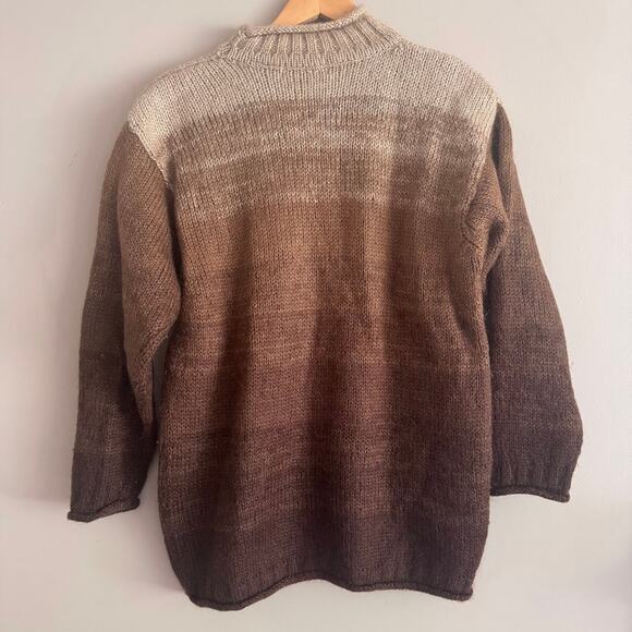 Karen Scott Mohair Blend Mock Neck Sweater Ombre Brown Tan Size Medium - Picture 3 of 3